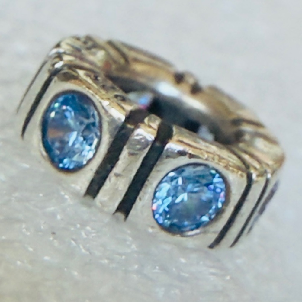 Genuine Pandora Sterling Silver 925 Trinity  CZ Blue Sky Spacer Charm